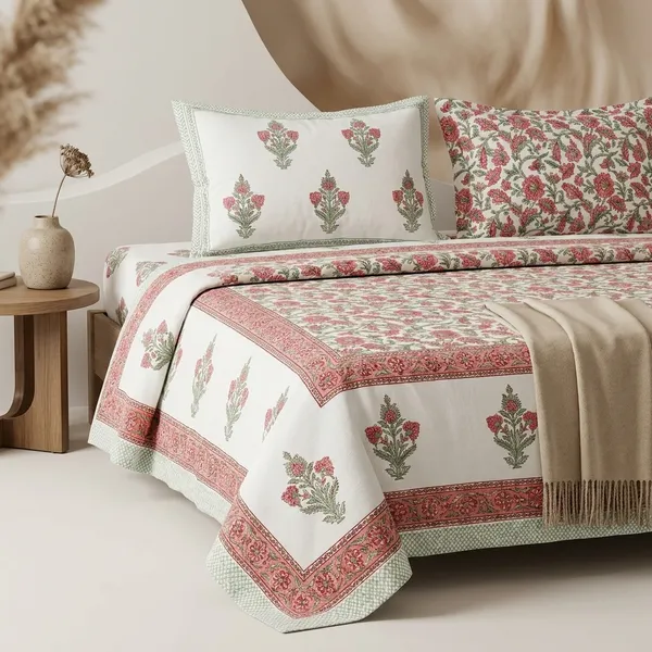 Gulabi_Mehar_Handblock_Jaal_King_Size_Bedsheet