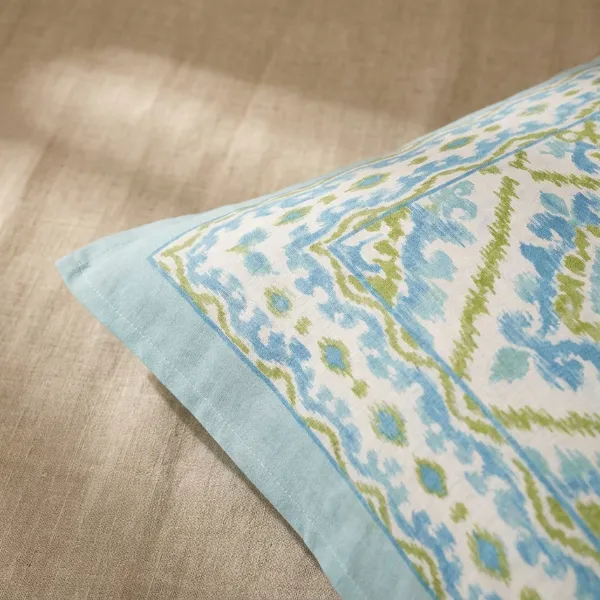 Aqua_Olive_Ikkat_Bedsheet