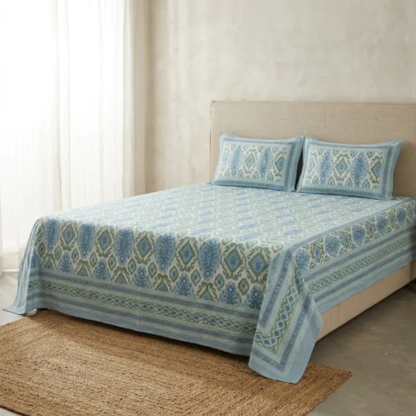 Blue_Sage_Ikkat_Bedsheet