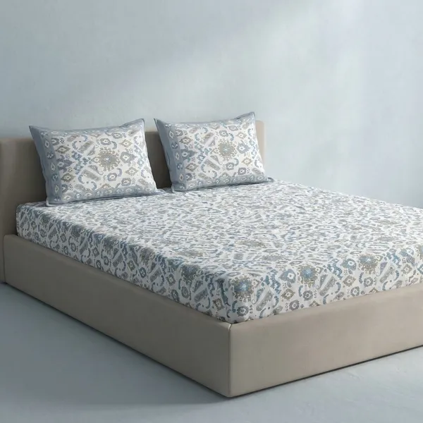 Grey_Brown_Ikkat_Bedsheet