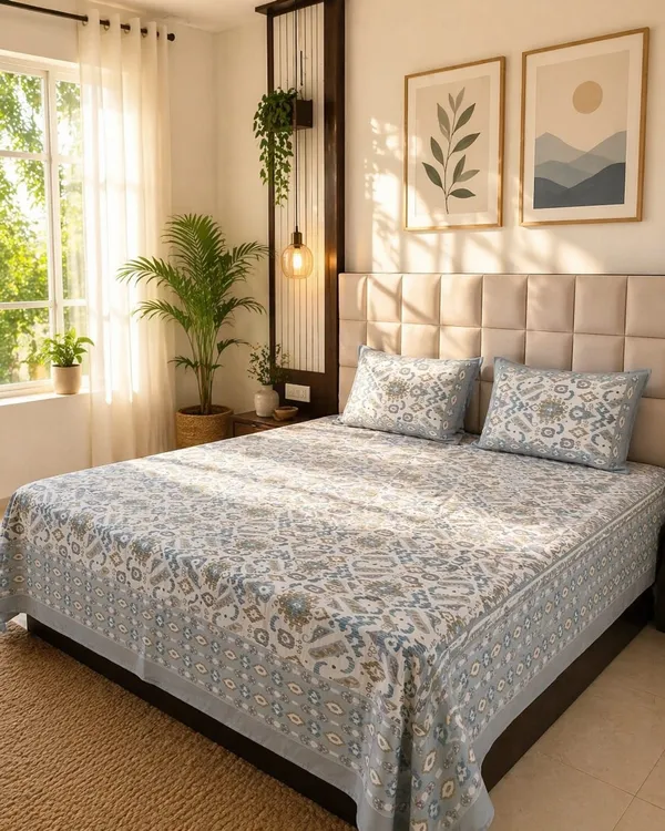 Grey_Brown_Ikkat_Bedsheet