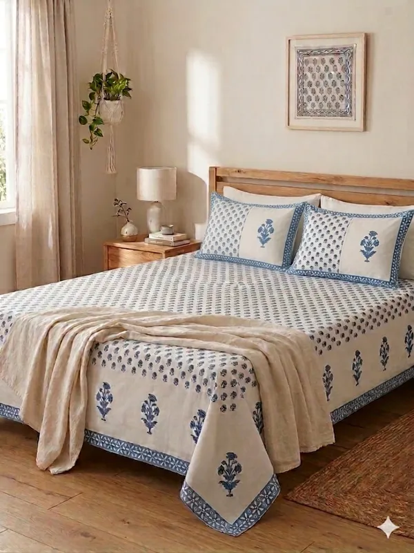 Neel_Buti_Handblock_Floral_King_Size_Bedsheet