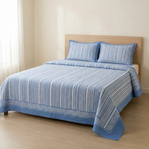 Neel_Rekha_Handblock_Stripe_King_Size_Bedsheet