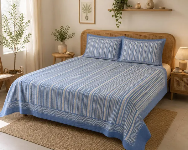 Neel_Rekha_Handblock_Stripe_King_Size_Bedsheet