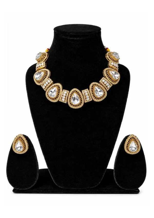 Gold_Plated_Kundan_Stone_Necklace_Set_With_Earrings