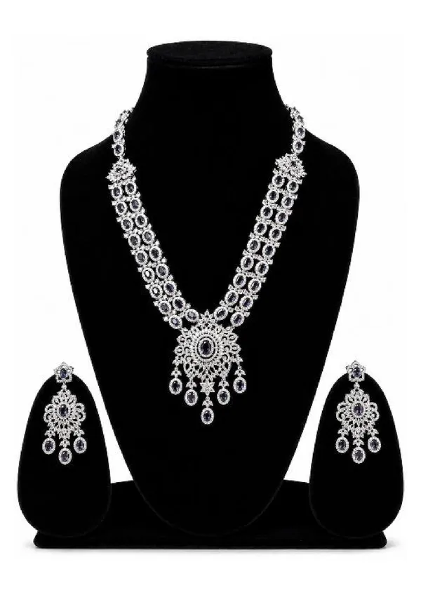 Silver_Tone_American_Diamond_Necklace_Set_With_Chandelier_Earrings