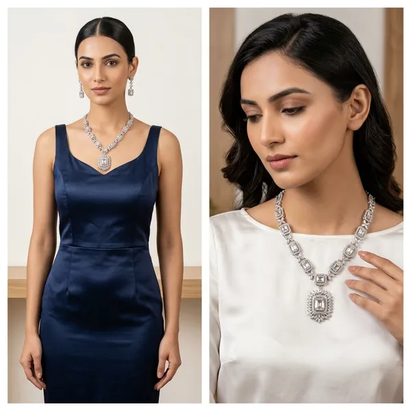 Silver_American_Diamond_Necklace_And_Earring_Set