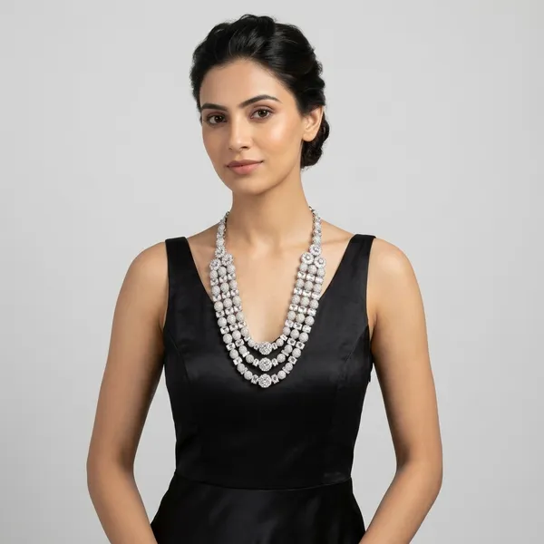 Silver_American_Diamond_Multi_Strand_Necklace_Set