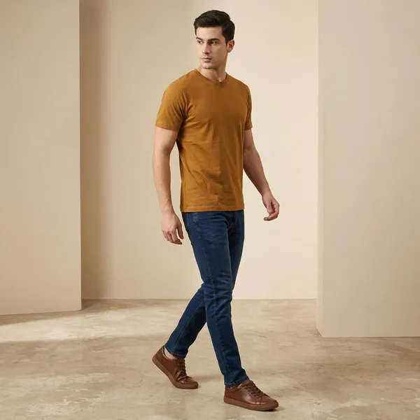 Mustard_Brown_Cotton_Single_Jersey_Round_Neck_T-Shirt_For_Men