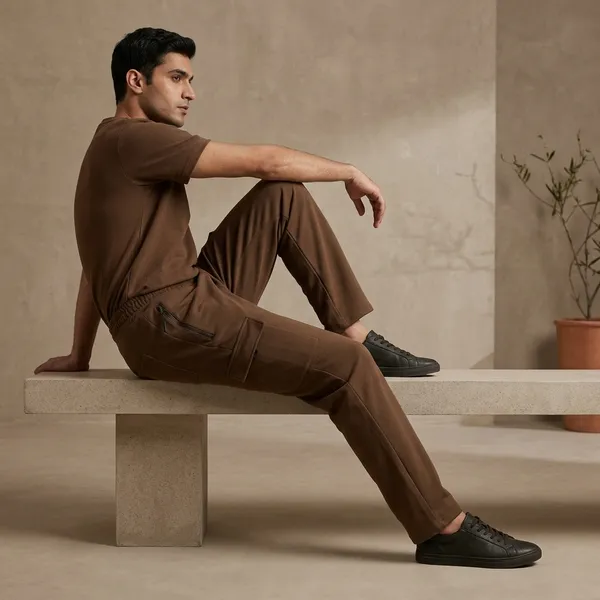Brown_Terry_Relaxed_Fit_Cargo_Trousers_For_Men
