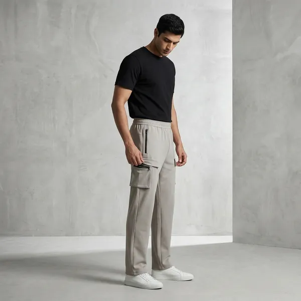 Grey_Terry_Straight_Fit_Cargo_Pants_For_Men