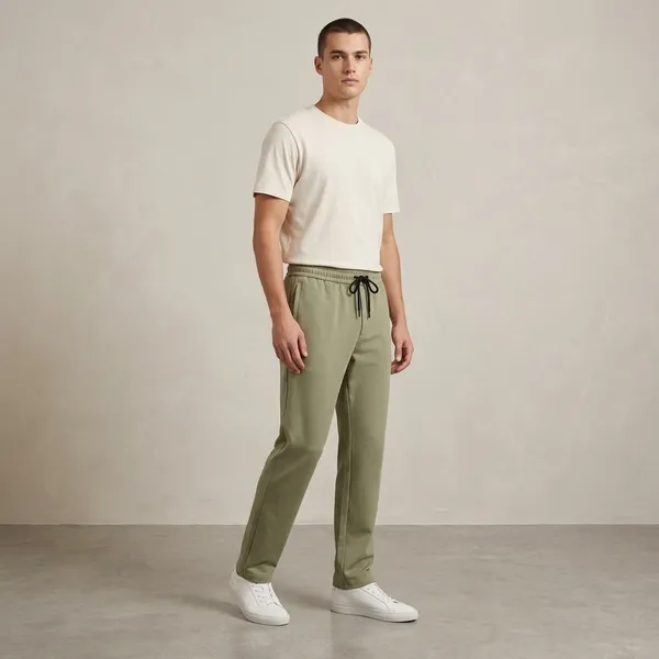 Olive_Green_Terry_Relaxed_Fit_Drawstring_Casual_Trousers_For_Men