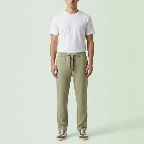 Olive_Green_Terry_Relaxed_Fit_Drawstring_Casual_Trousers_For_Men