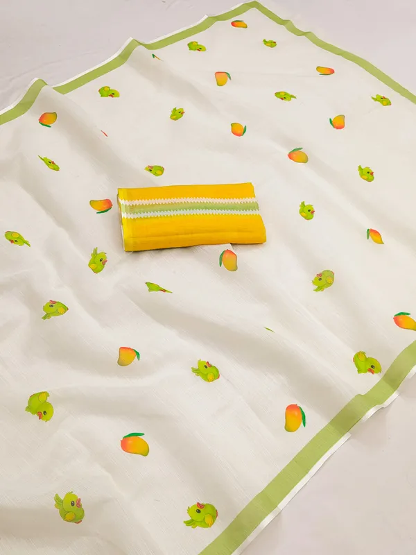 Soft_Linen_Cotton_Saree_with_Yellow_Floral_Print