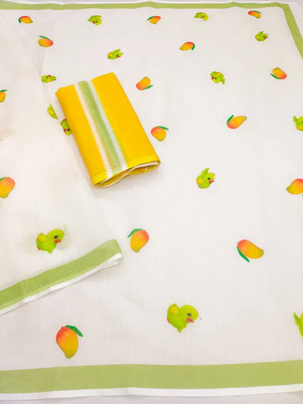 Soft_Linen_Cotton_Saree_with_Yellow_Floral_Print