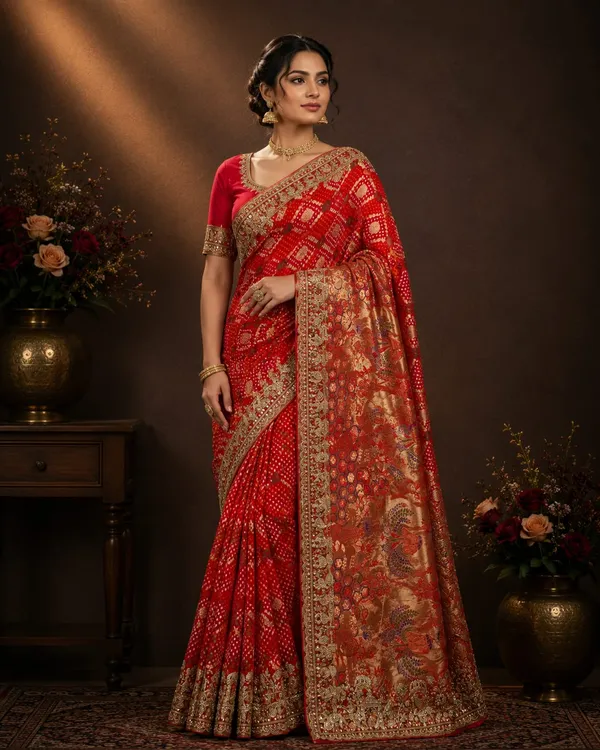 Red_Premium_Silk_Saree_With_Blouse_Piece_For_Women
