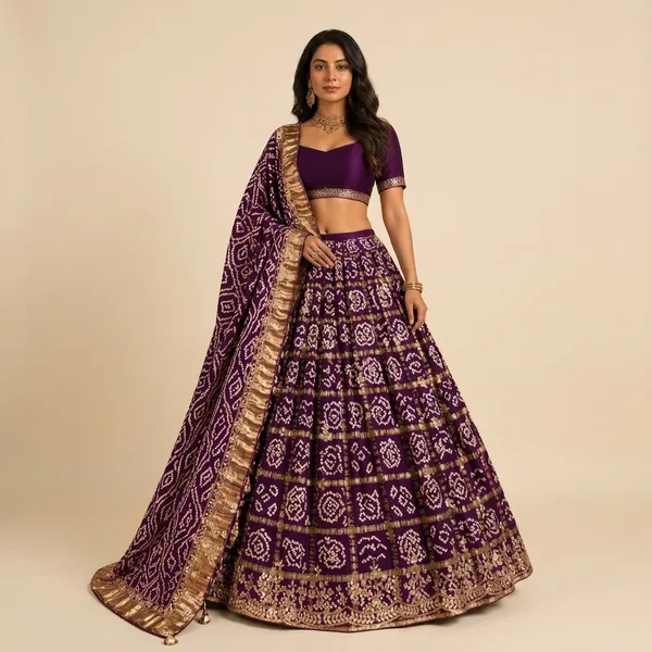 Purple_Premium_Silk_And_Georgette_Unstitched_Lehenga_For_Women