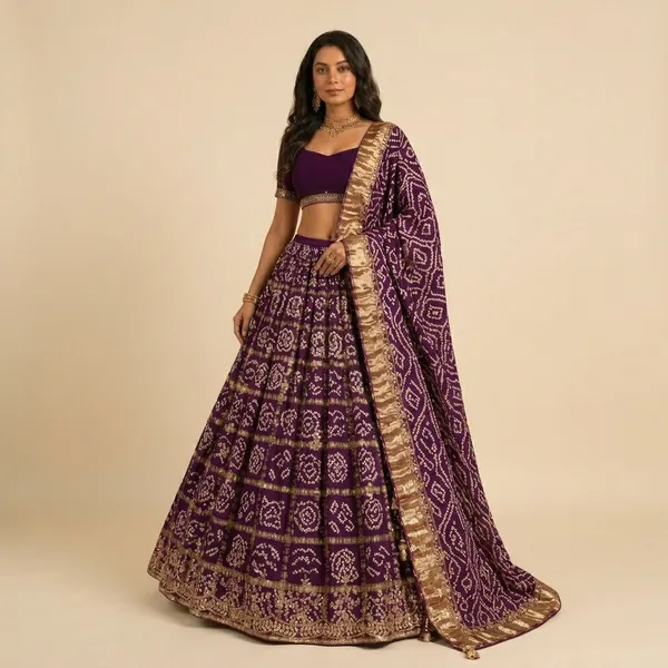 Purple_Premium_Silk_And_Georgette_Unstitched_Lehenga_For_Women