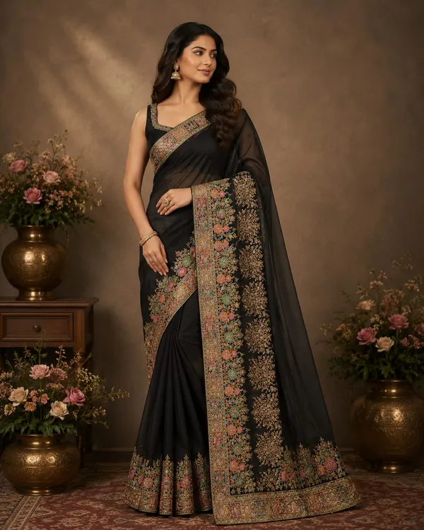 Black_Premium_Silk_Saree_With_Blouse_Piece_For_Women