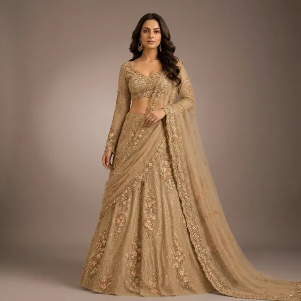Golden_Beige_Premium_Net_Unstitched_Lehenga_For_Women