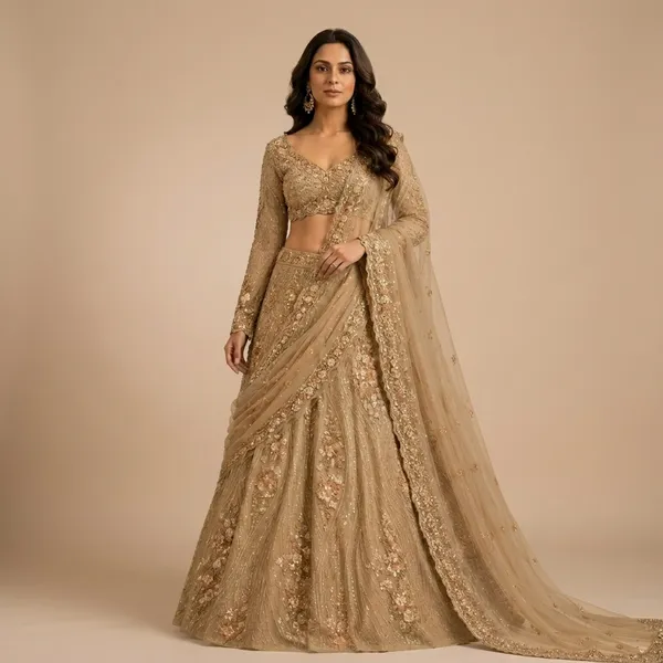 Golden_Beige_Premium_Net_Unstitched_Lehenga_For_Women