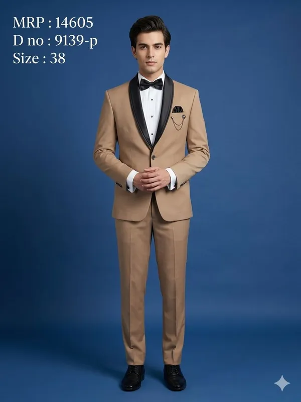 Beige_And_Black_Premium_Japanese_Lachka_Stitched_Blazer_And_Unstitched_Pant_For_Men