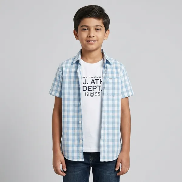 Grey_And_White_Premium_Cotton_Half_Sleeve_Shirt_For_Boys