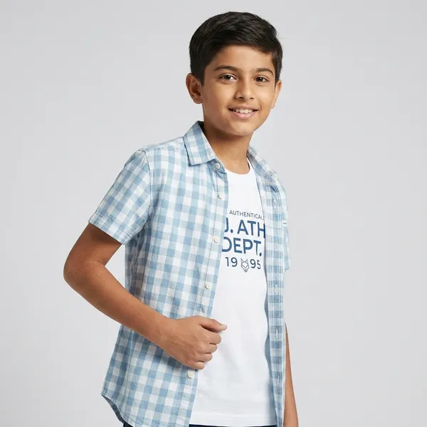Grey_And_White_Premium_Cotton_Half_Sleeve_Shirt_For_Boys