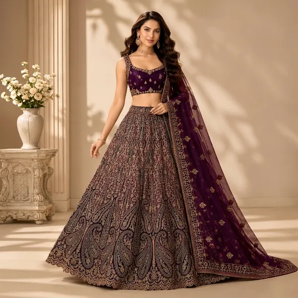 Purple_Premium_Velvet_Unstitched_Lehenga_For_Women