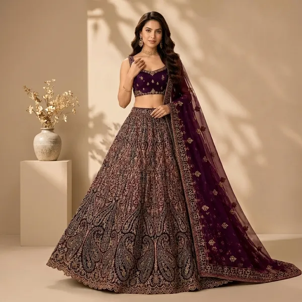 Purple_Premium_Velvet_Unstitched_Lehenga_For_Women