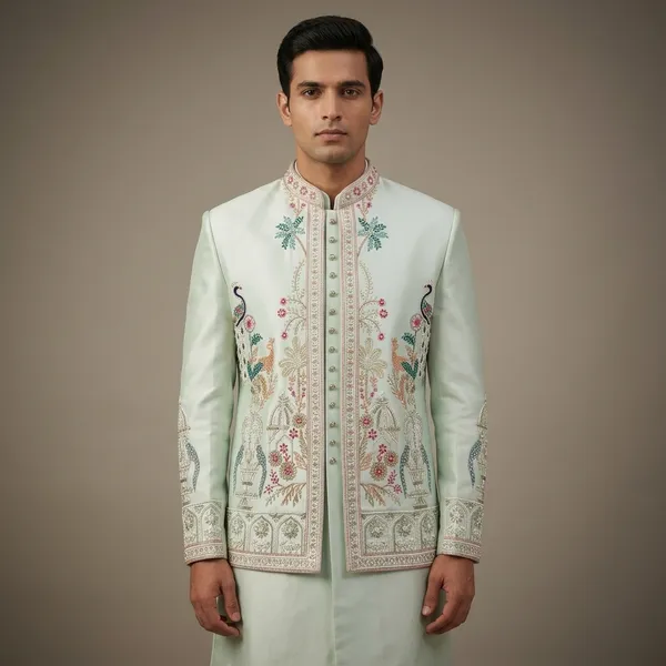 Mint_Green_Premium_Satin_Silk_Jodhpuri_For_Men