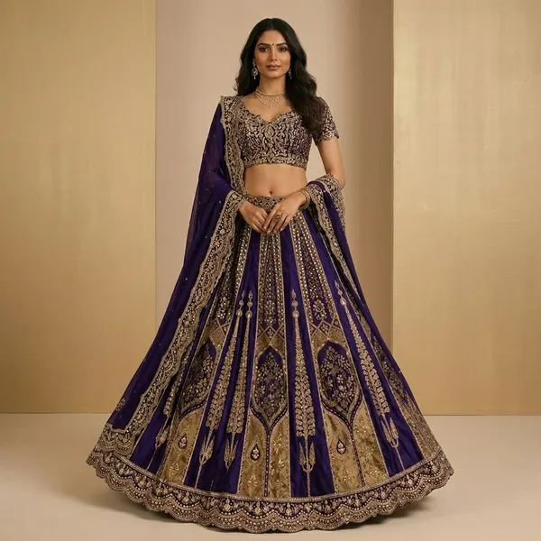 Purple_Premium_Velvet_Unstitched_Lehenga_For_Women