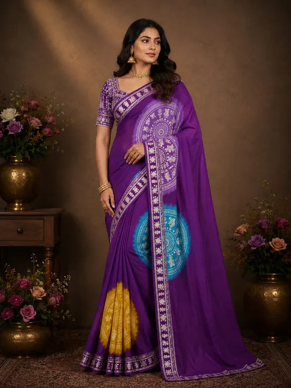 Multicolor_Premium_Silk_Saree_With_Blouse_Piece_For_Women