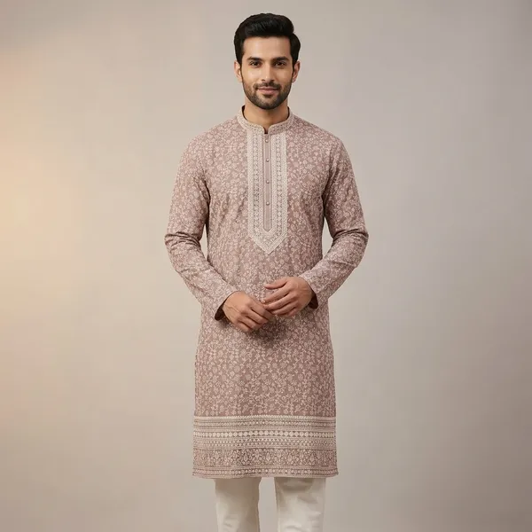 Brown_Premium_Cotton_Kurta_Pajama_For_Men