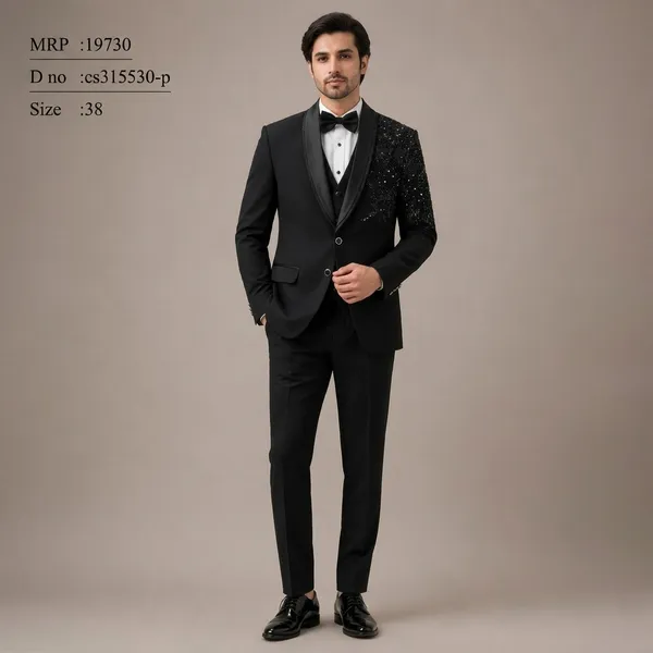 Black_Premium_Japanese_Lachka_Stitched_Blazer_And_Unstitched_Pant_For_Men