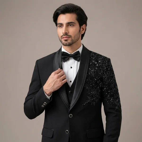Black_Premium_Japanese_Lachka_Stitched_Blazer_And_Unstitched_Pant_For_Men