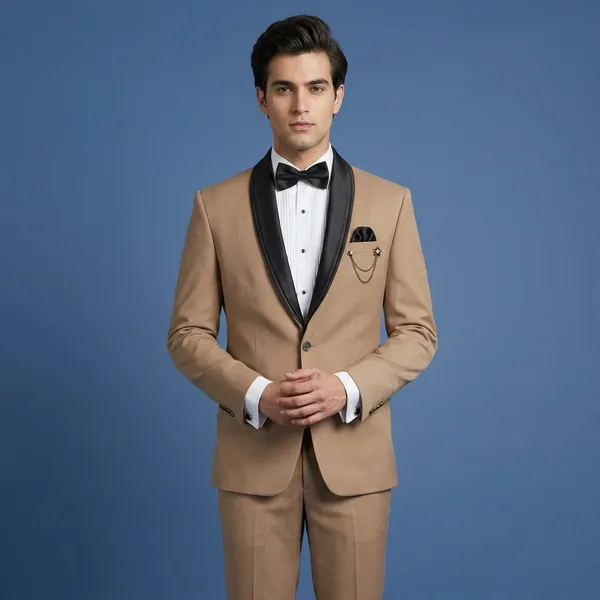 Beige_And_Black_Premium_Japanese_Lachka_Stitched_Blazer_And_Unstitched_Pant_For_Men