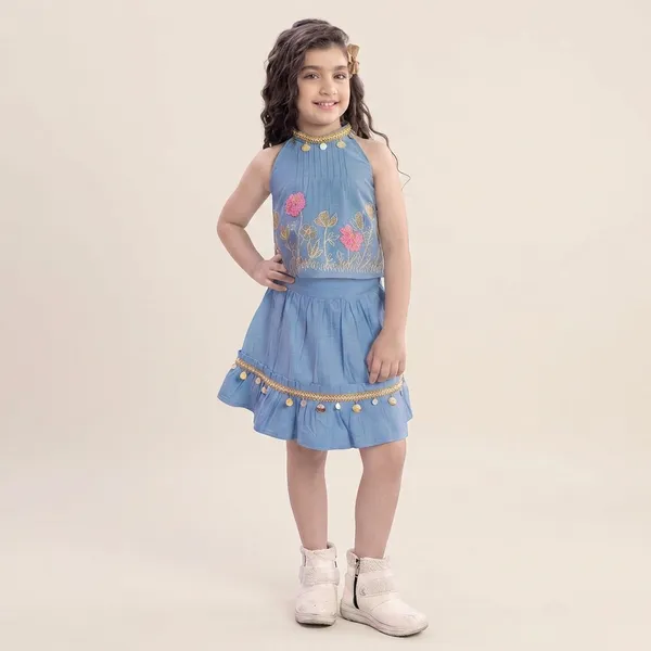 Blue_Premium_Cotton_And_Hosiery_Top_Skirt_For_Girls