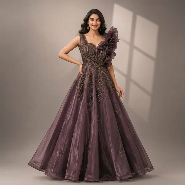 Mauve_Premium_Tishu_Stitched_Gown_For_Women