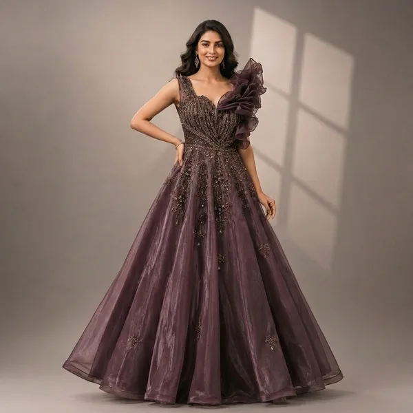 Mauve_Premium_Tishu_Stitched_Gown_For_Women