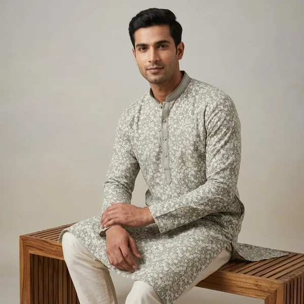 Grey_Premium_Cotton_Kurta_Pajama_For_Men