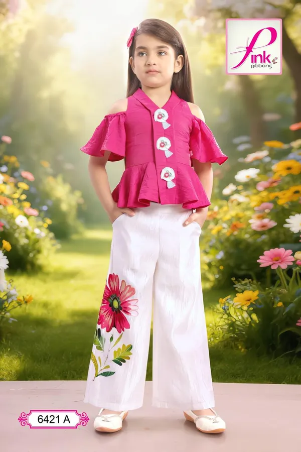 Pink_And_White_Premium_Cotton_And_Hosiery_Palazzo_With_Crop_Top_For_Girls