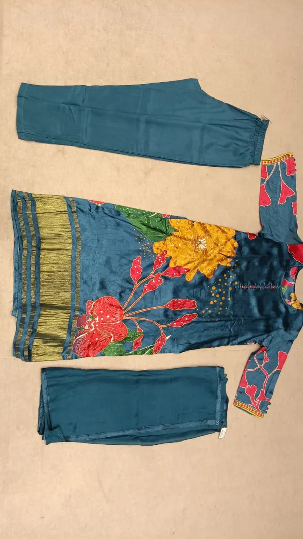 Teal_Premium_Silk_And_Velvet_Suit_For_Women