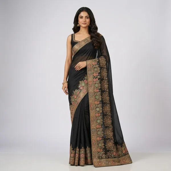 Black_Premium_Silk_Saree_With_Blouse_Piece_For_Women