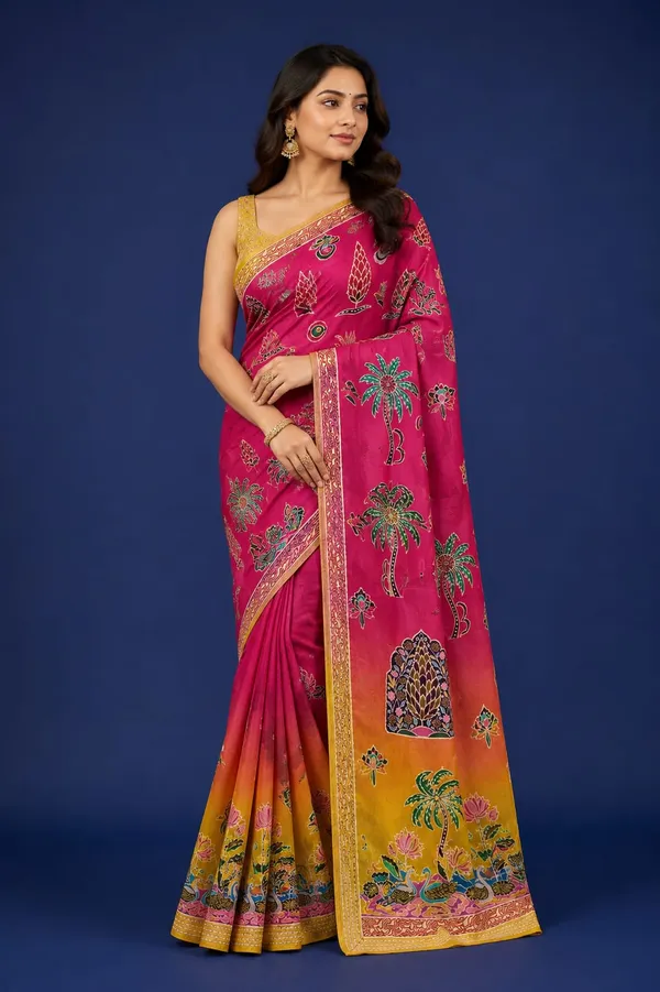 Multicolor_Premium_Silk_Saree_With_Blouse_Piece_For_Women