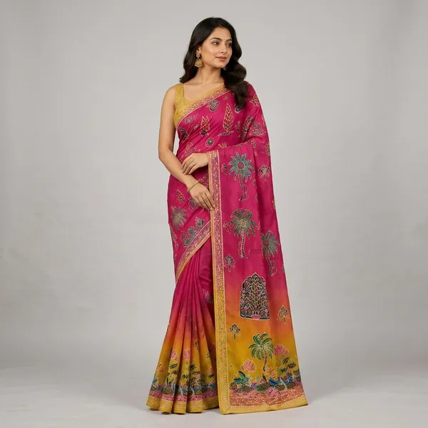 Multicolor_Premium_Silk_Saree_With_Blouse_Piece_For_Women