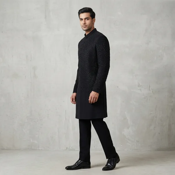Black_Premium_Silk_And_Georgette_Sherwani_For_Men