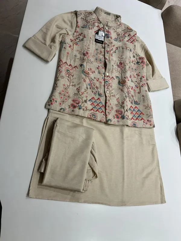 Beige_Premium_Khadi_Kurta_Pajama_For_Men