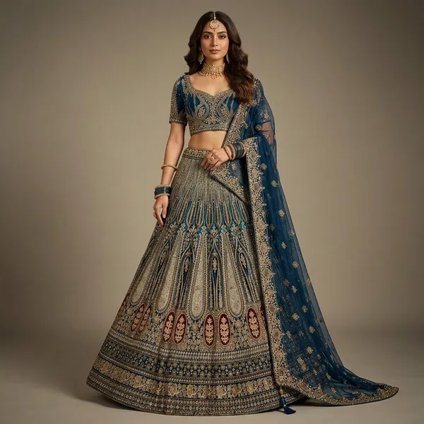 Blue_Grey_Premium_Velvet_Unstitched_Lehenga_For_Women
