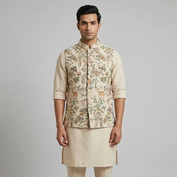 Beige_Premium_Khadi_Kurta_Pajama_For_Men